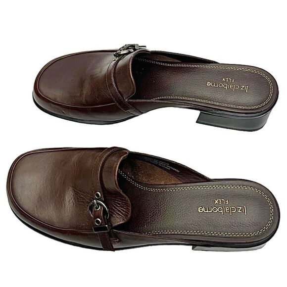 LIZ CLAIBORNE Flex Women's Brown Leather Slip On Mule, Closed Toe 9 Medium - Picture 8 of 11